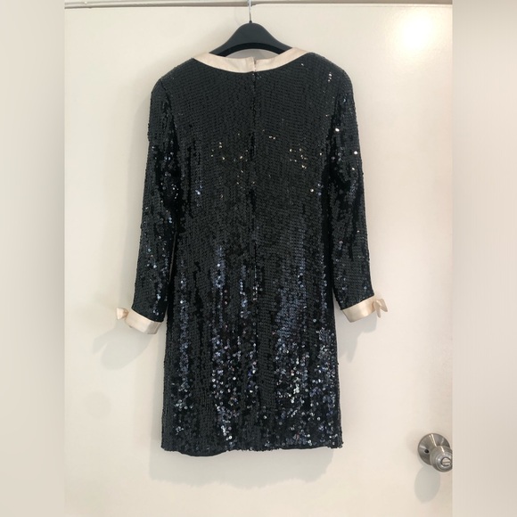 Vintage Black Sequined Cocktail Dress 80’s Long Sleeve Jeanette for St. Martin S - Picture 5 of 9